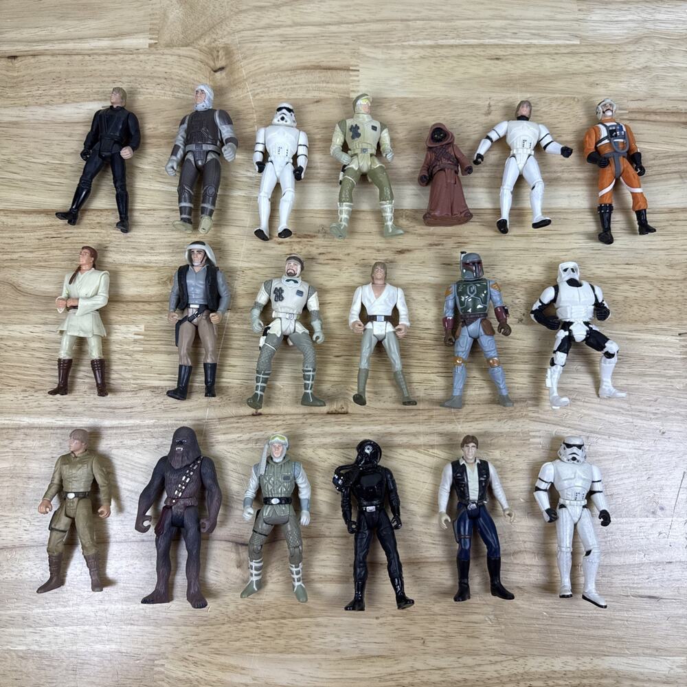 Vintage Lot Of 19 1990s Kenner Star Wars Action Figures 4”